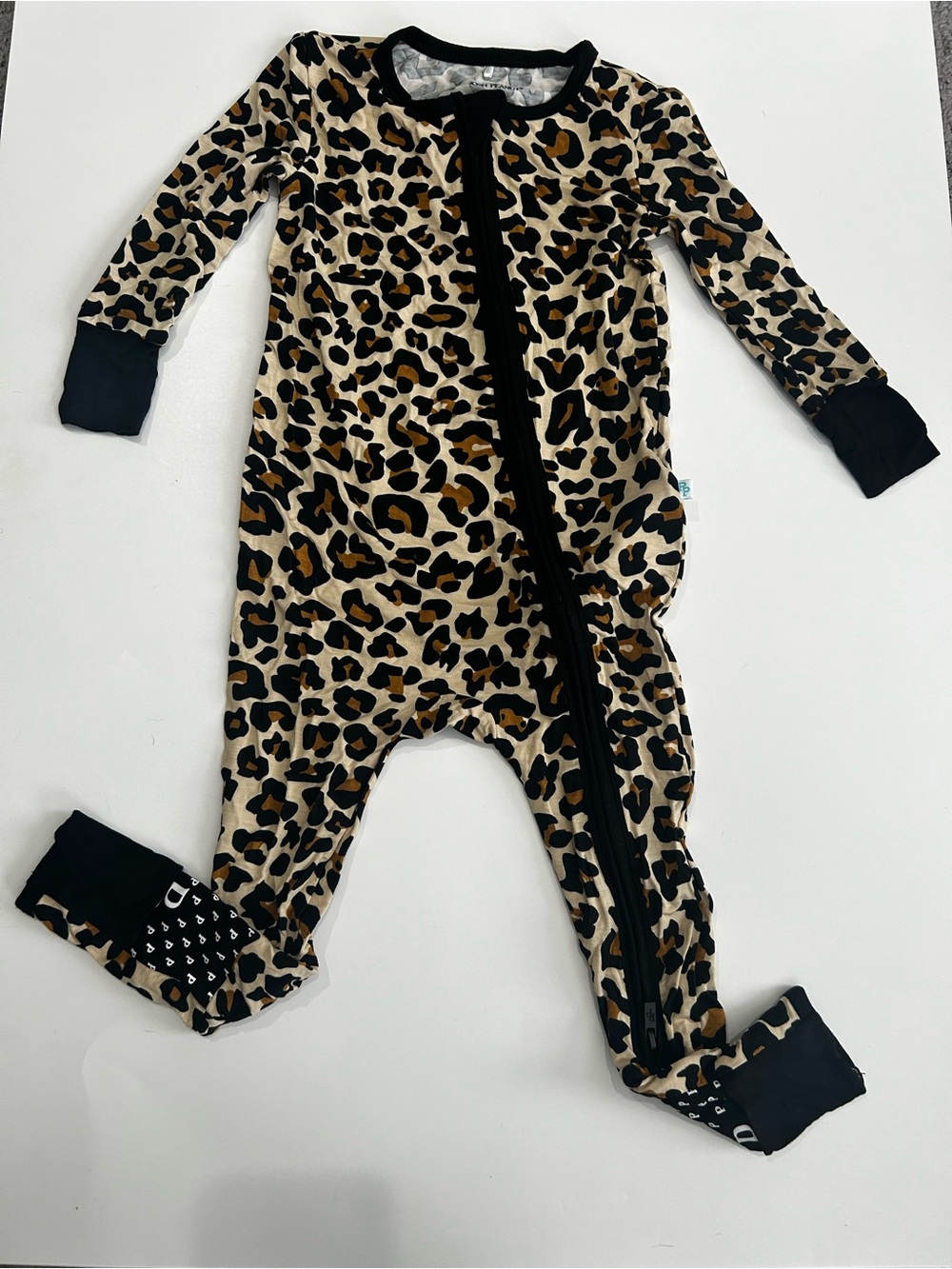 NWOT Posh Peanut Lana Leopard Print Convertible One-Piece - Black & Beige